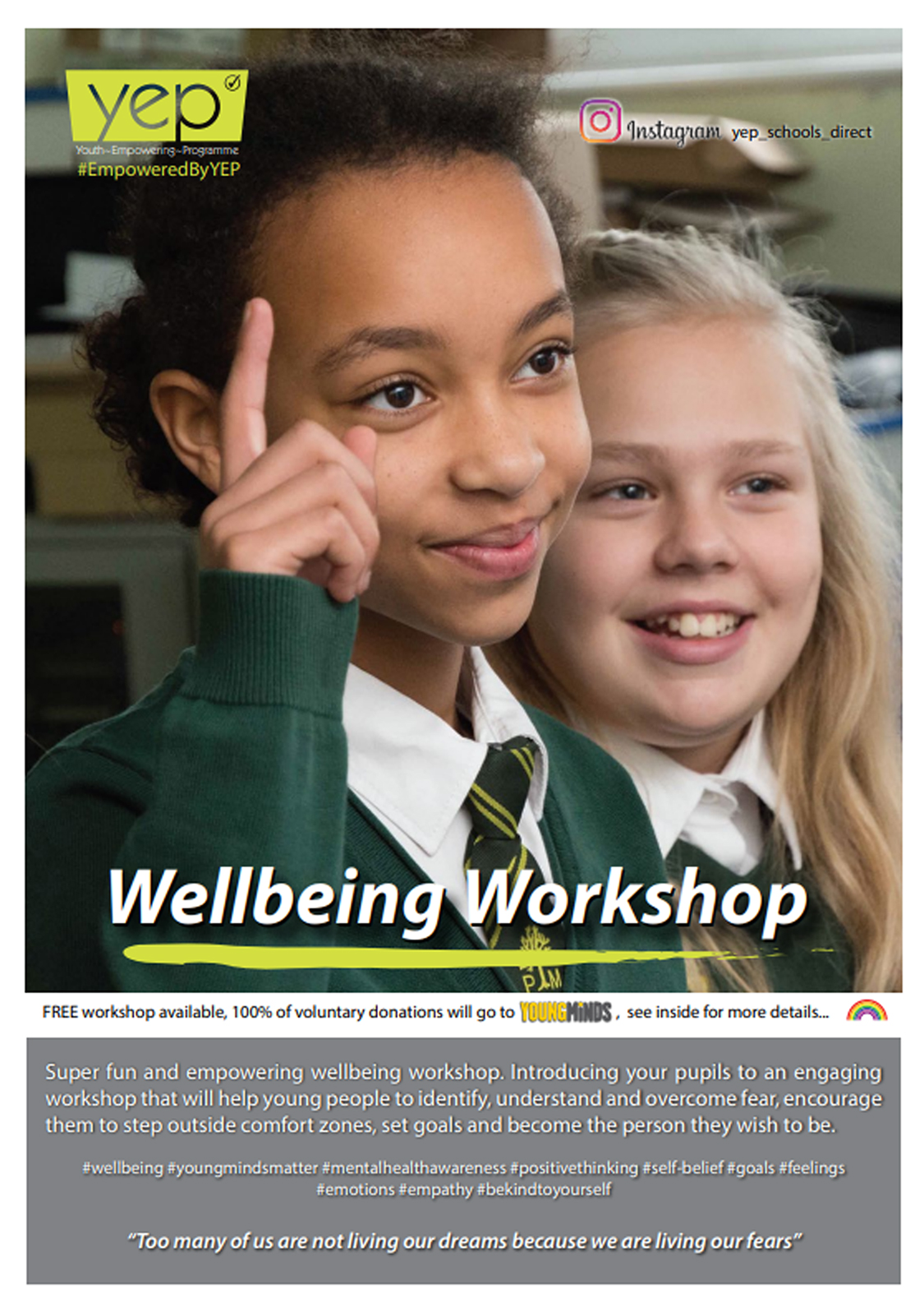 Wellbeing, image showing information about the workshop